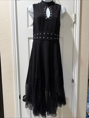 Tripp  Daang Goodman NYC Black Eyelet Waist Gothic-Inspired  Net Dress